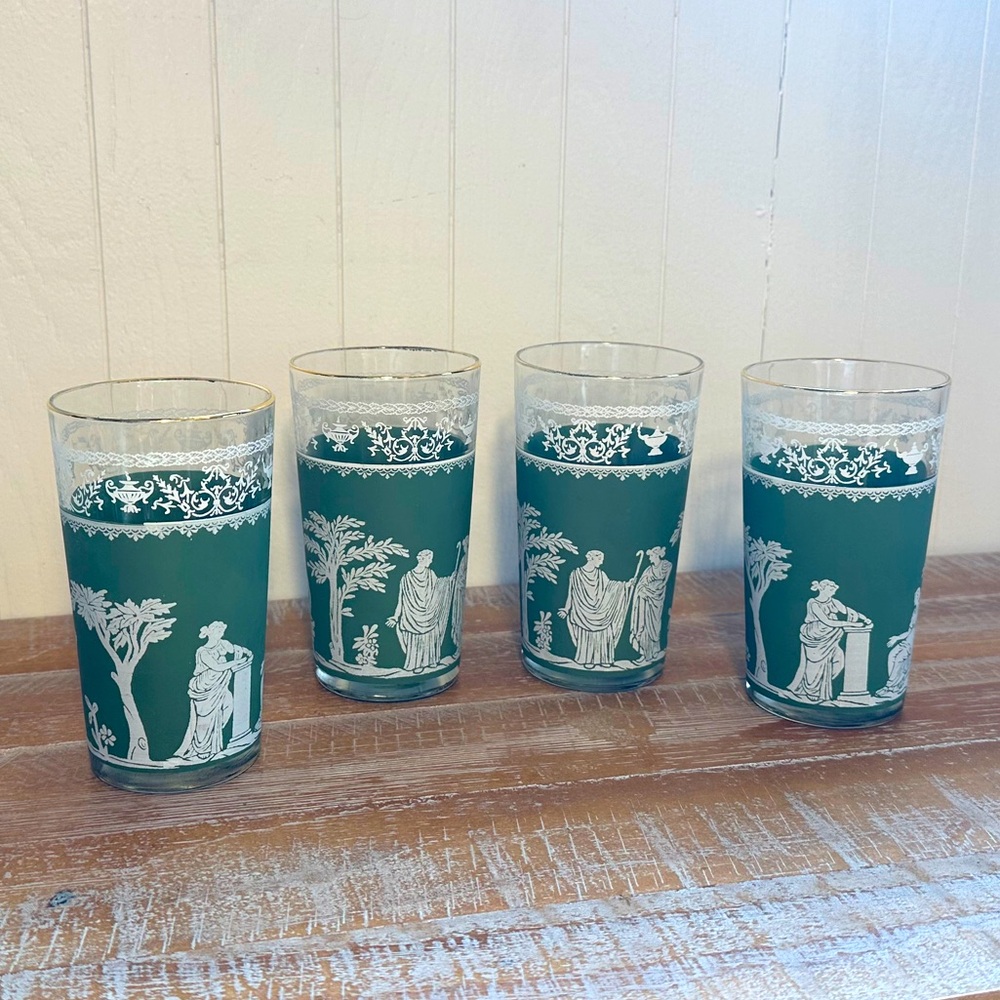 Vintage Jeanette Jasperware Wedgwood Hellenic Glasses